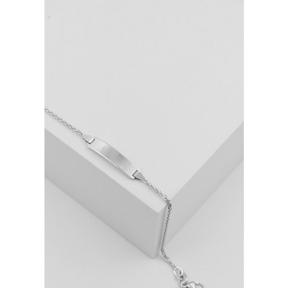 MUAU Schmuck  Bébé Bracelet Zopf Weissgold 750, 14cm Gravurplatte 1.6cm 