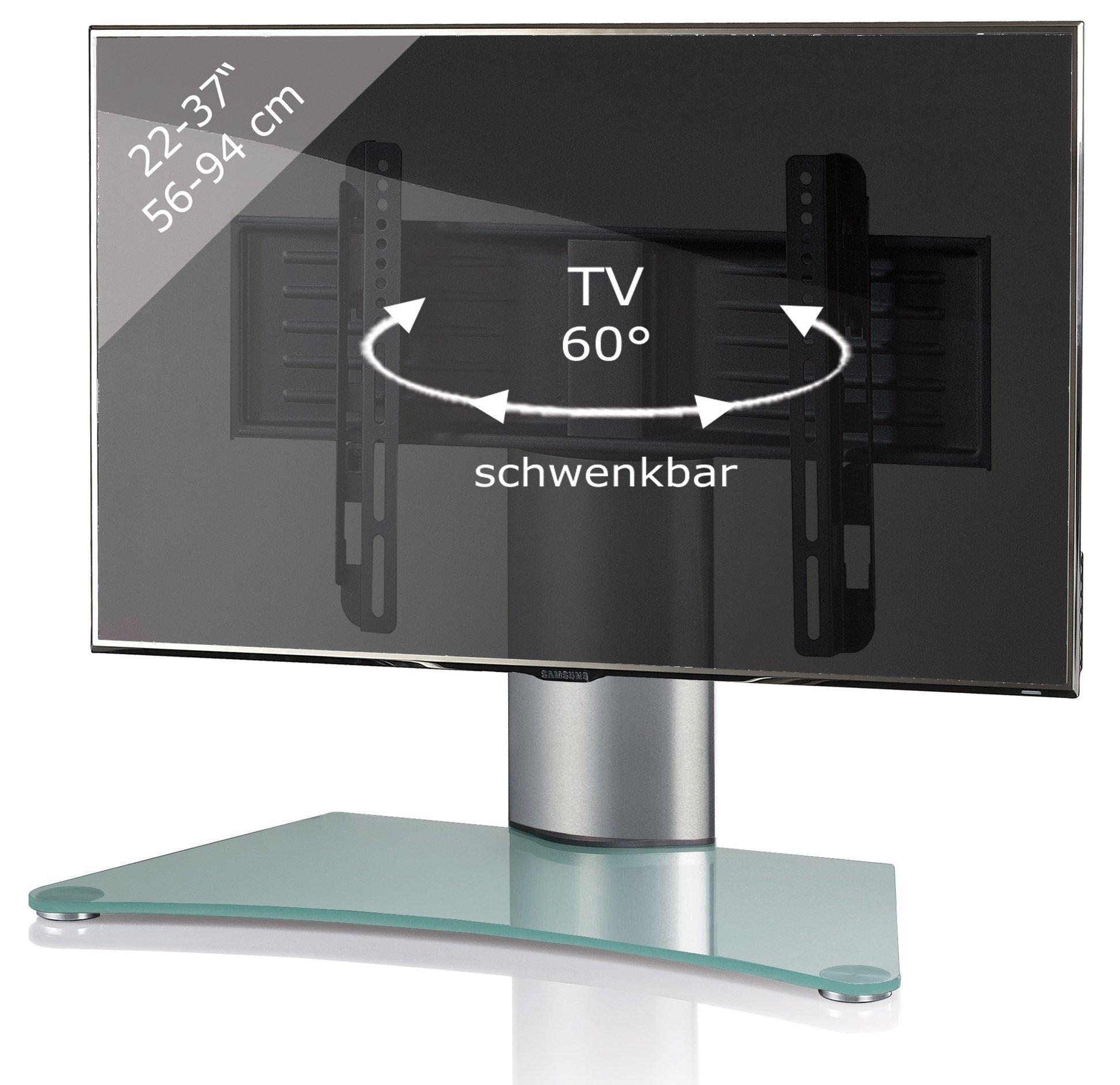 VCM Universal TV VESA Standfuß Aufsatz Erhöhung Alu Fernseh Ständer Glas WindoxaMini  