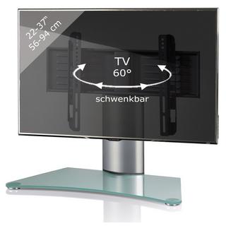 VCM TV Standfuß | Universal TV VESA | Aufsatz Erhöhung | Alu Fernseh Ständer | ESG-Sicherheitsglas | Maße ca. H. 52 x B. 70 x T. 30 cm -  WindoxaMini  