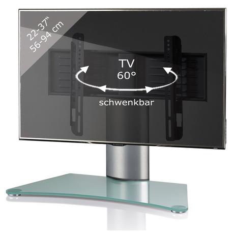 VCM TV Standfuß | Universal TV VESA | Aufsatz Erhöhung | Alu Fernseh Ständer | ESG-Sicherheitsglas | Maße ca. H. 52 x B. 70 x T. 30 cm -  WindoxaMini  