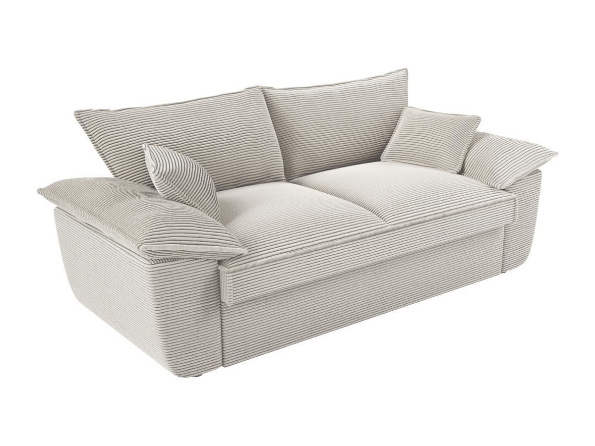 Vente-unique Sofa 3-Sitzer - Cord - Hellgrau- GUILLERMO  