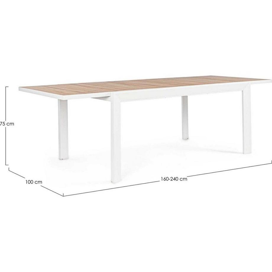mutoni Table extensible de jardin Belmar blanc 160-240x100  