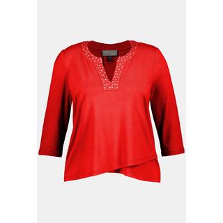 Ulla Popken  Maglia con puntini metallizzati, scollo a V e maniche a 3/4 