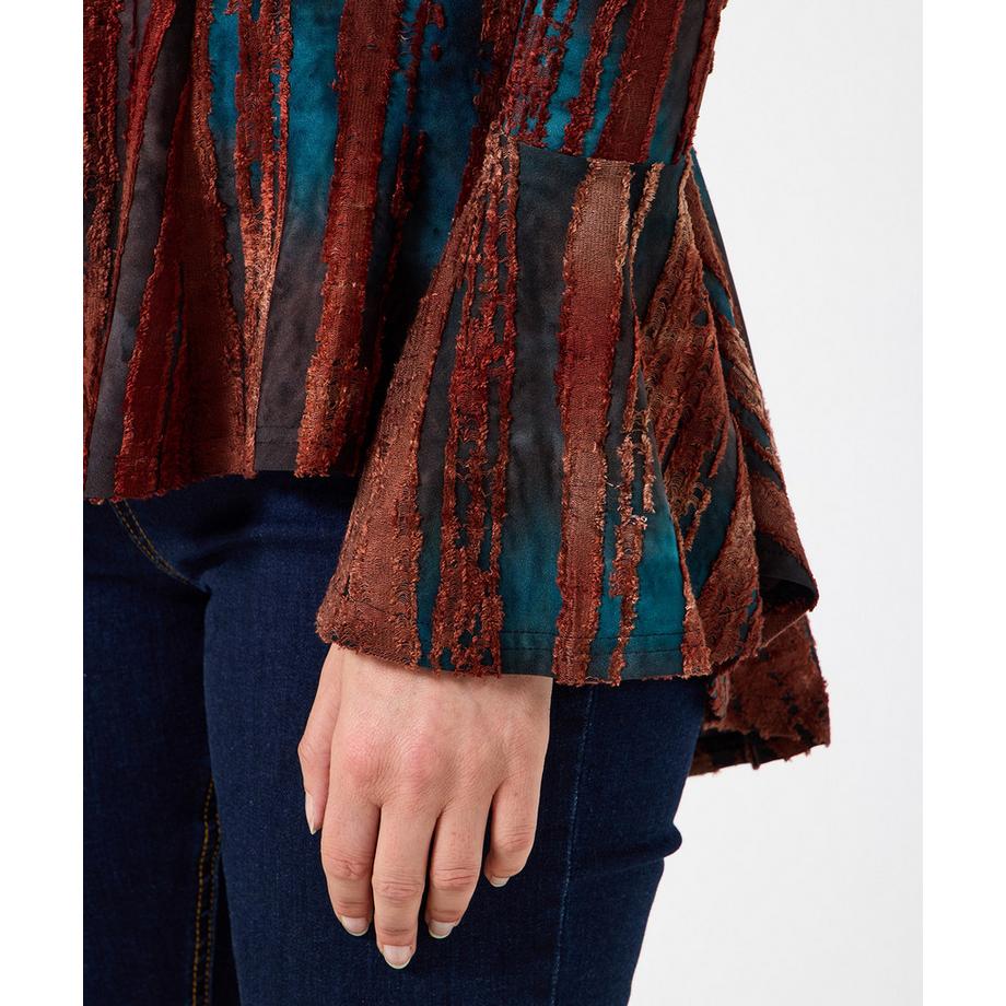 Joe Browns Top Pizzo Contrasto Maniche a Tromba Cerniera Frontale  