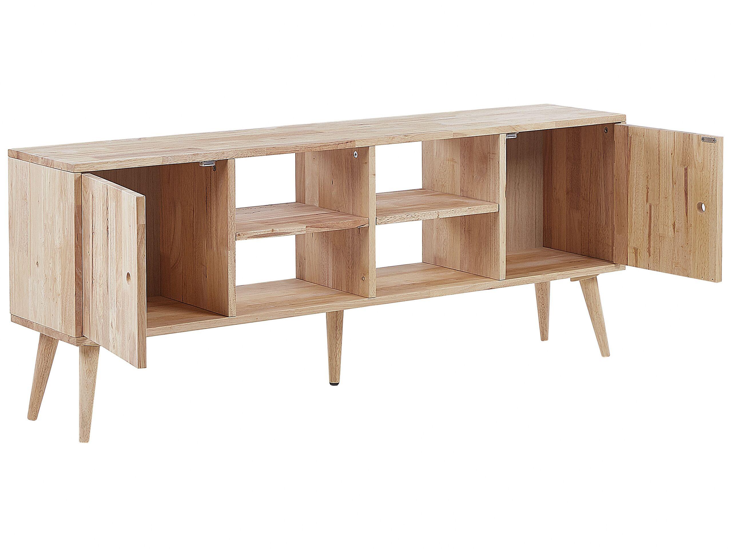 Beliani Meuble TV en Bois d'hévéa Scandinave CHANDLER  