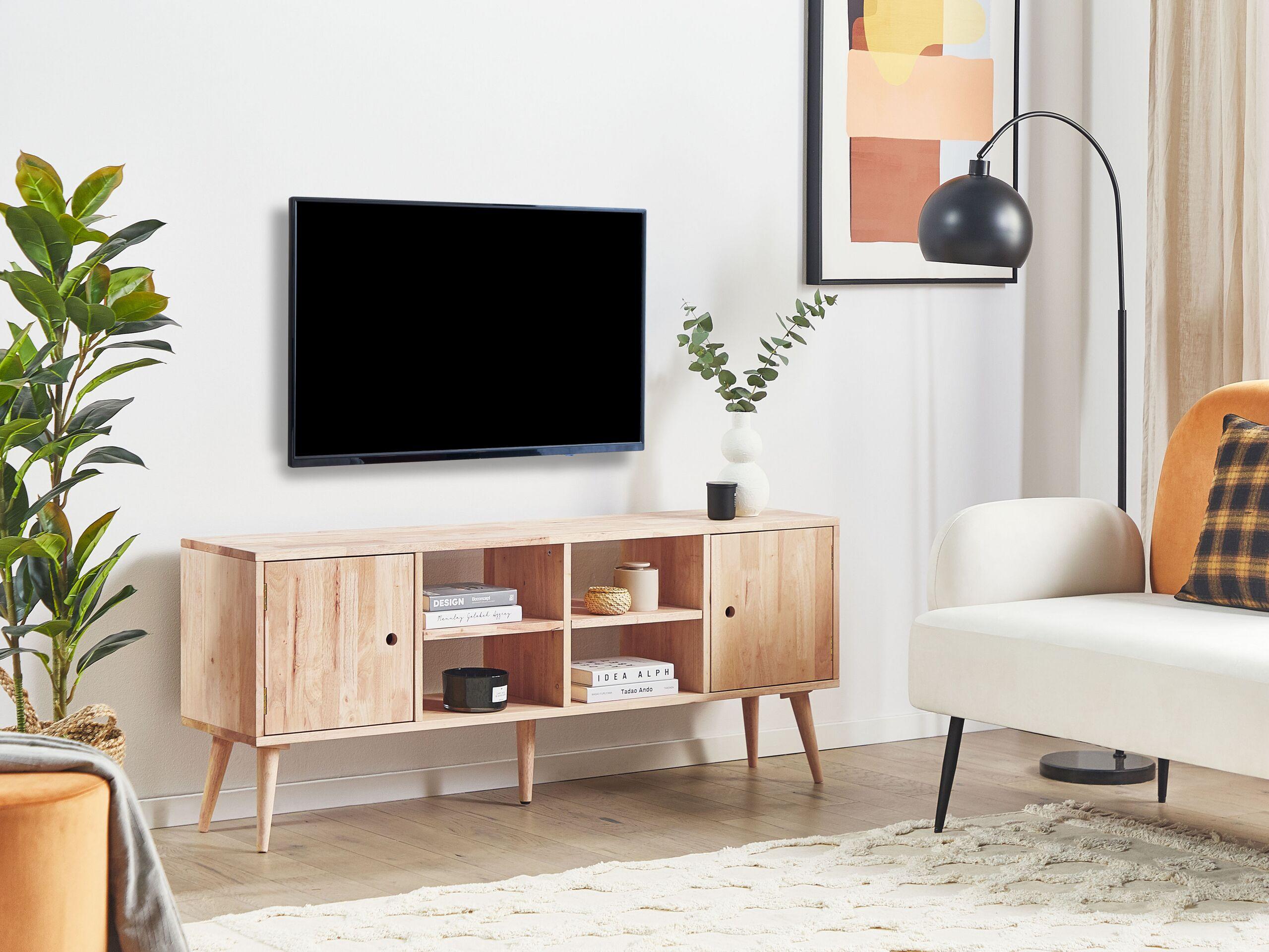 Beliani Meuble TV en Bois d'hévéa Scandinave CHANDLER  