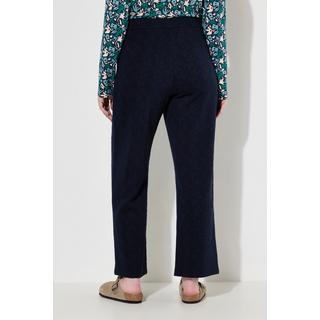 Ulla Popken Rose Foglie Gamba Larga Cotone Biologico Pantaloni Felpa  