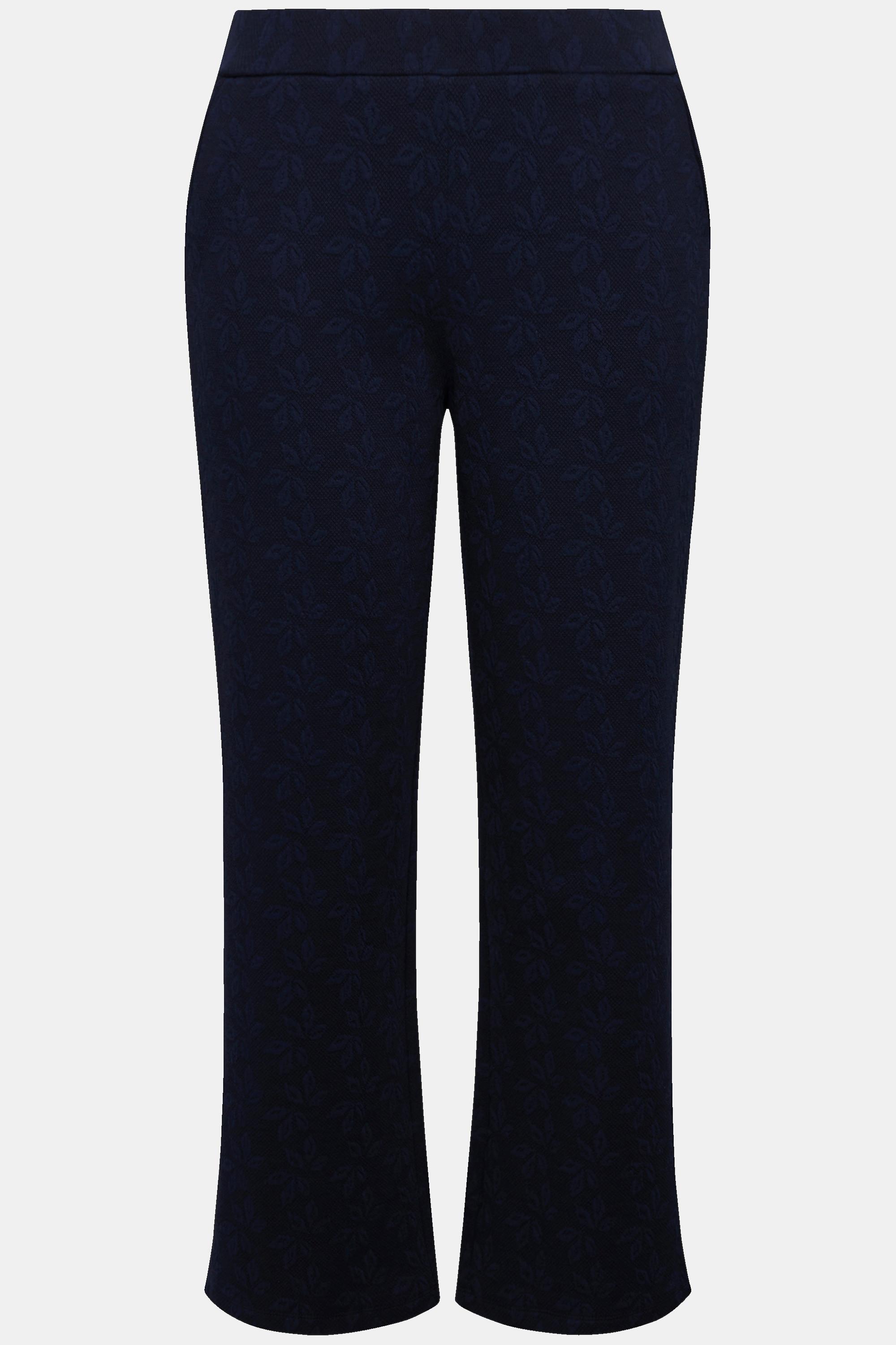 Ulla Popken Rose Foglie Gamba Larga Cotone Biologico Pantaloni Felpa  