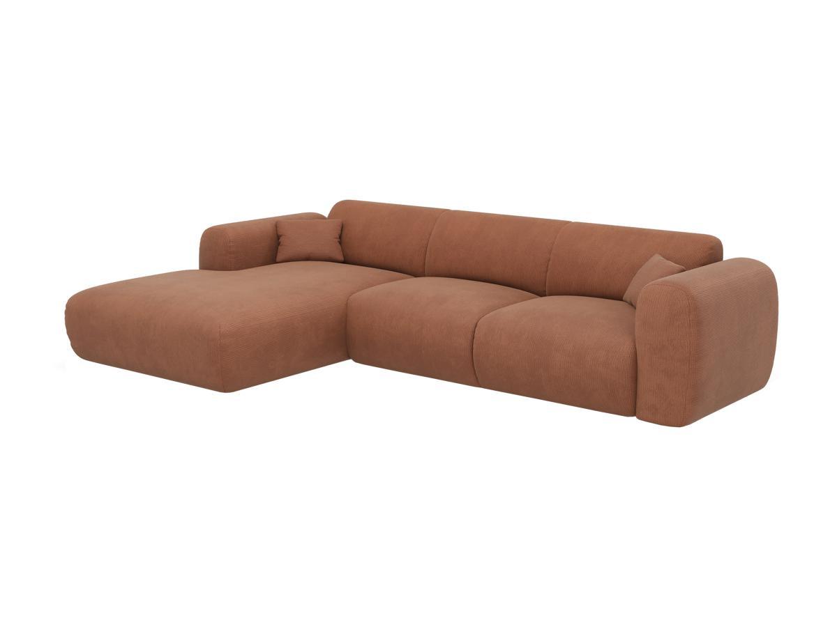 Maison Céphy Grand canapé d'angle gauche en tissu texturé terracotta POGNI de Maison Céphy  