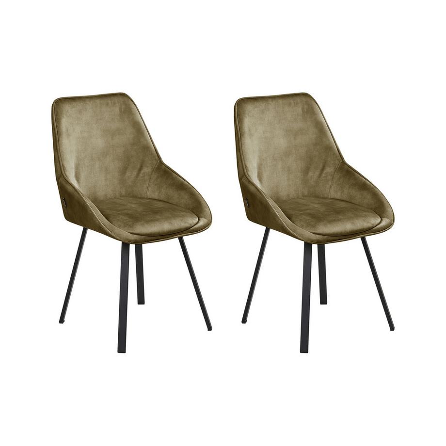 Lot de 2 chaises de salle à manger en Velours Rétro TERLTON