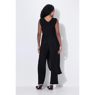 Ulla Popken Glitter Weites Bein Ärmelloser V-Ausschnitt Jumpsuit  