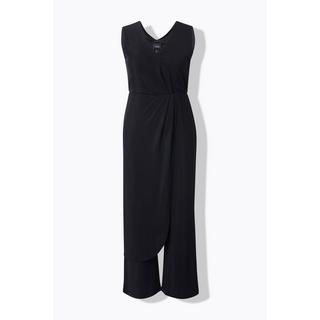 Ulla Popken Glitter Weites Bein Ärmelloser V-Ausschnitt Jumpsuit  