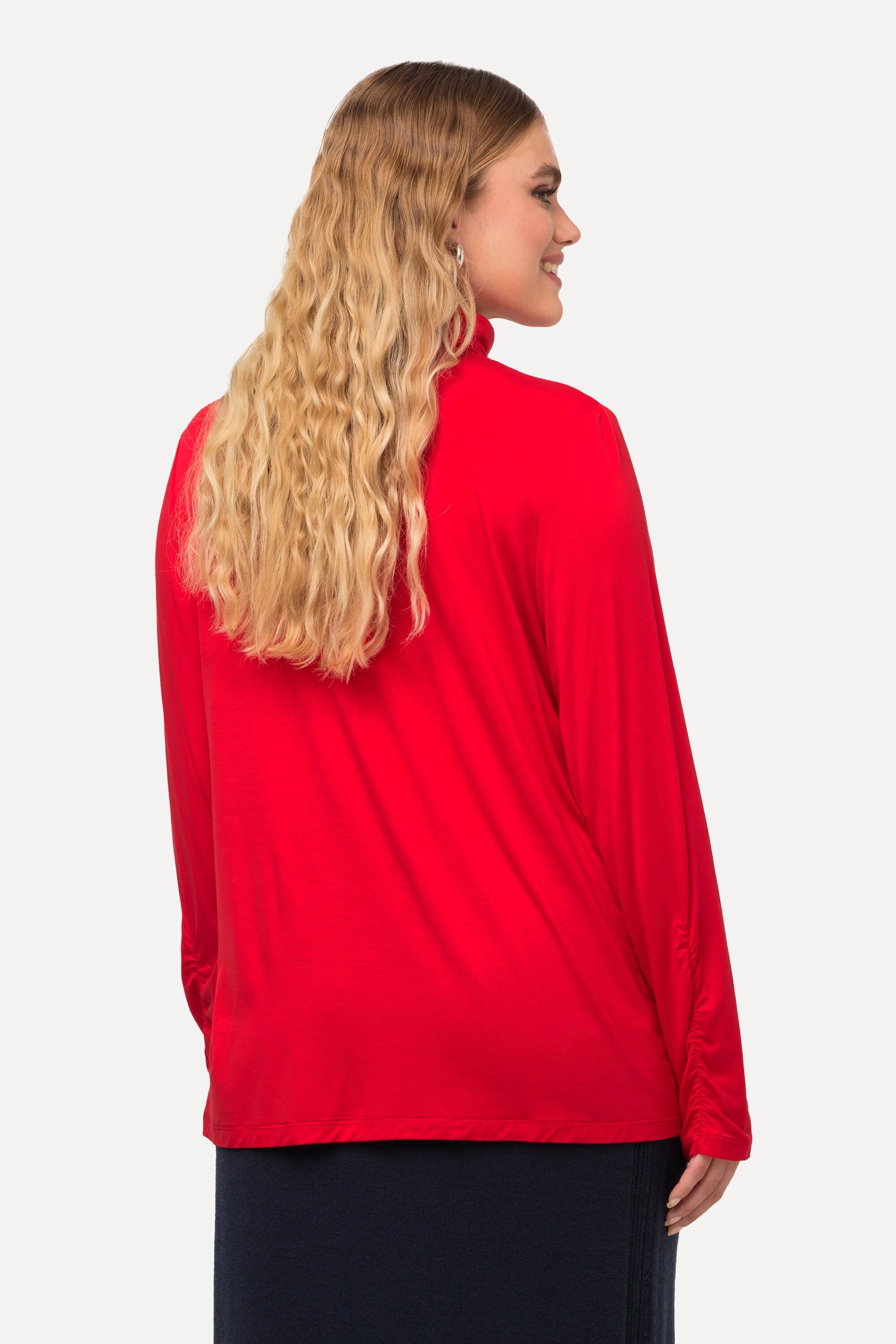 Ulla Popken Classic Rollkragen Langarmshirt mit Raffung  