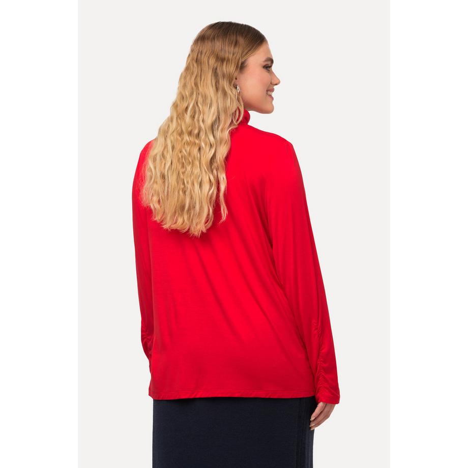 Ulla Popken Maglia dolcevita maniche lunghe Classic con drappeggio  