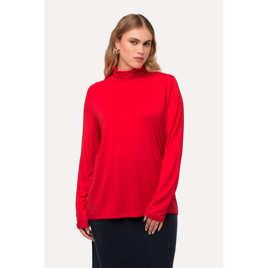 Ulla Popken Maglia dolcevita maniche lunghe Classic con drappeggio  