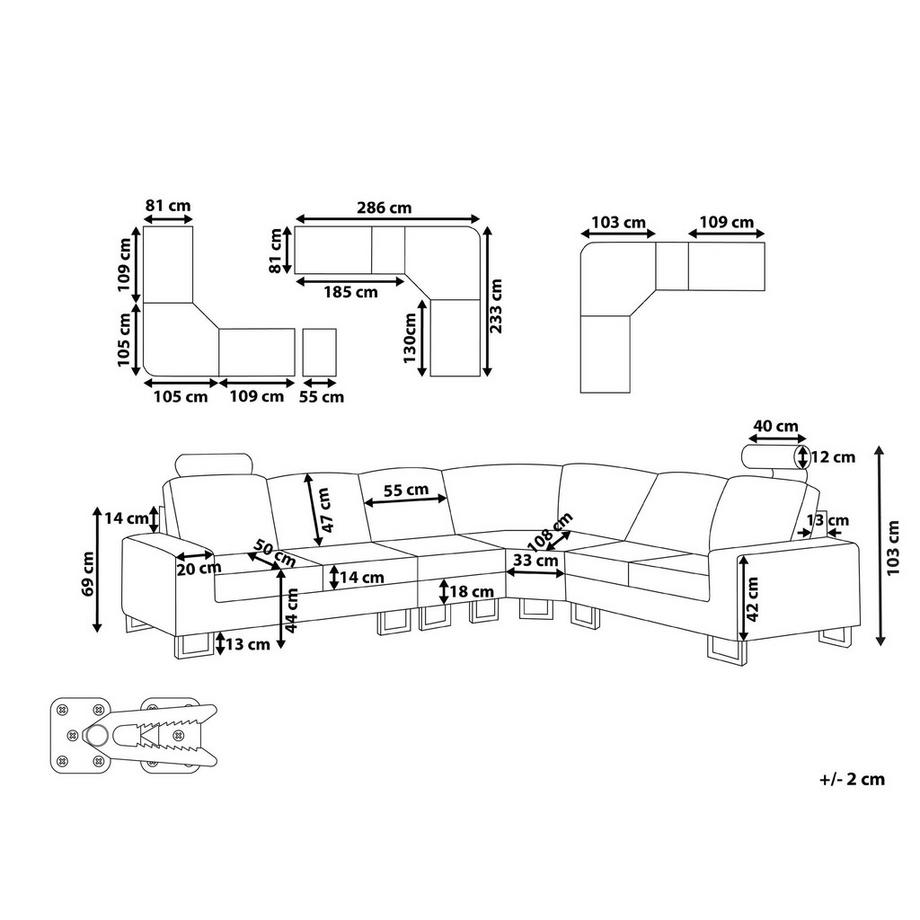 Beliani Ecksofa aus Echtleder  STOCKHOLM  