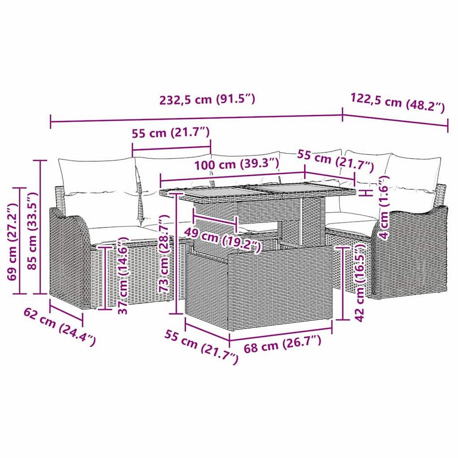 VidaXL Divano da giardino Polyrattan  