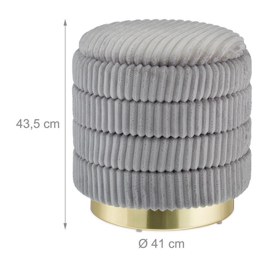 B2X Samthocker mit Stauraum in Grau  