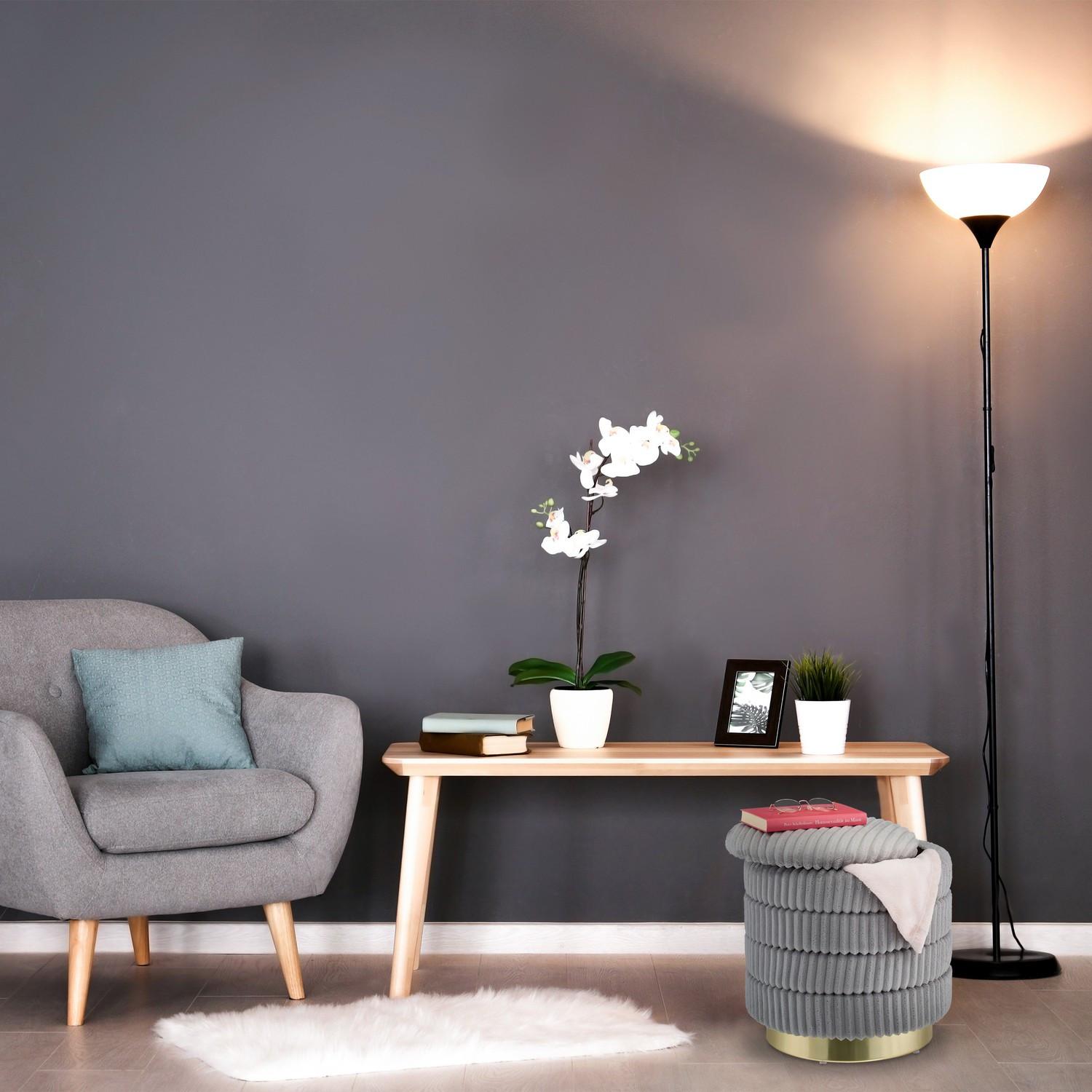 B2X Samthocker mit Stauraum in Grau  