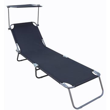 Sonnenliege klappbar | Maße ca. L. 185 x H. 24 x B. 55 cm | Gartenliege faltbar | leicht und kompakt | Liegestuhl mit verstellbarem Sonnendach