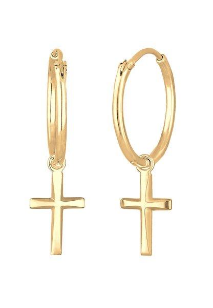 Elli  Ohrringe Creolen Kreuz 