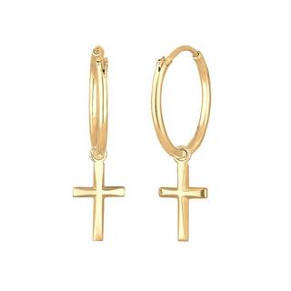 Elli  Ohrringe Creolen Kreuz 