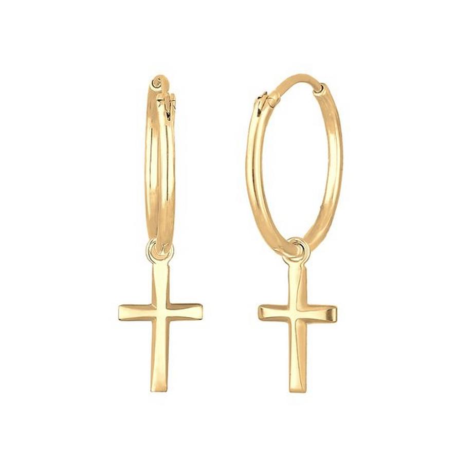 Elli  Ohrringe Creolen Kreuz 