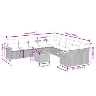 VidaXL Ensemble de canapés de jardin rotin synthétique  