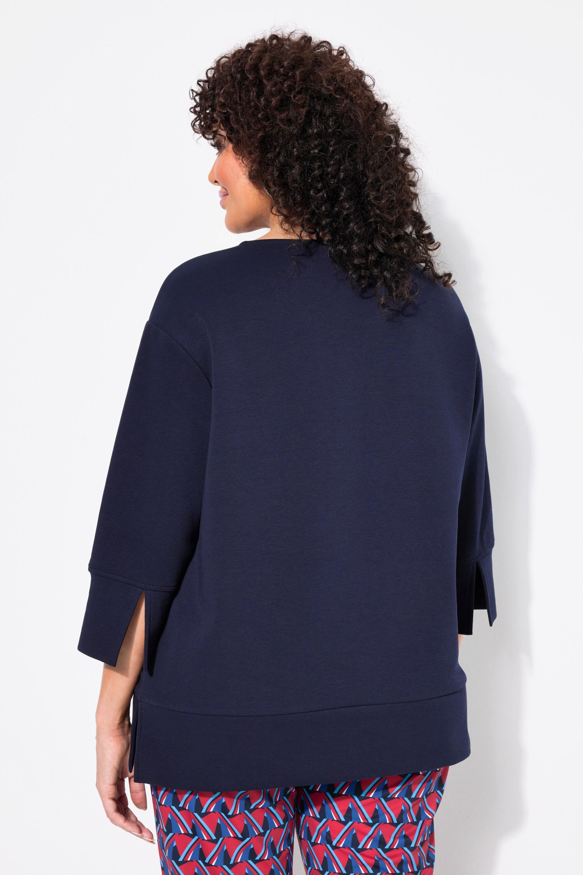 Ulla Popken  Punto-Sweatshirt, Rundhals, 3/4-Arm 