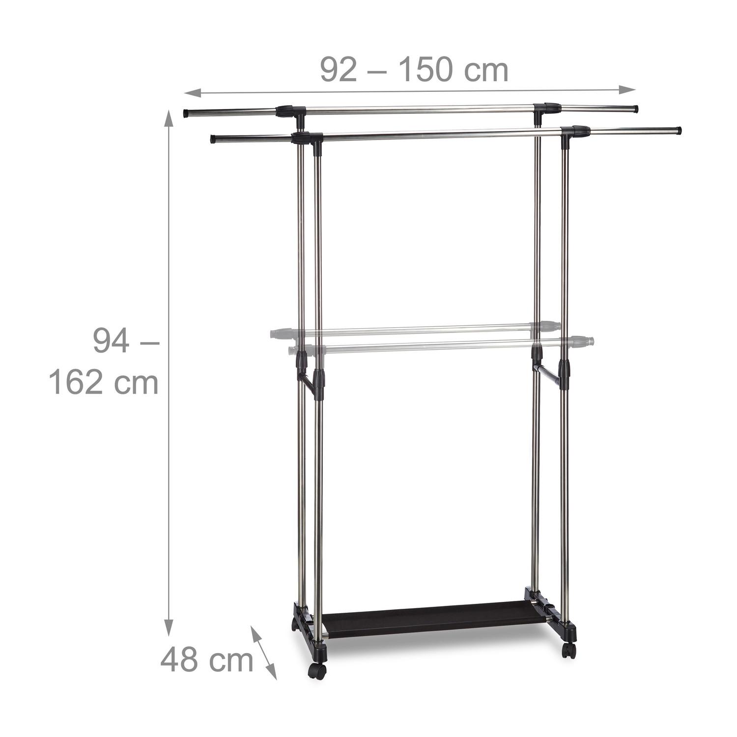 Northix Kleiderständer mit Schienen auf Rädern  