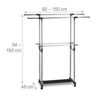 Northix Kleiderständer mit Schienen auf Rädern  