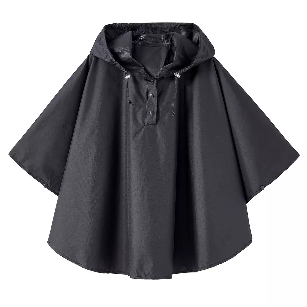 Alopini - Kinder Regenmantel Regenjacke Regenponcho Regencape, Kinder Regenponcho, Onesize, Schwarz