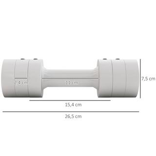 Northio  2 haltères de 2,5 kg, haltères à poids réglable, 1,1/1,8/2,5 kg par haltère, boîtier en plastique respectueux du sol, s et hommes, blanc 