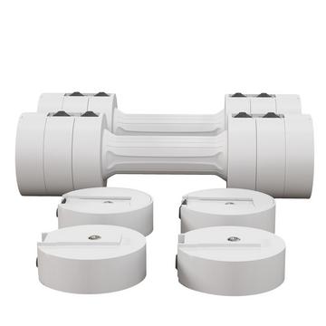 2 haltères de 2,5 kg, haltères à poids réglable, 1,1/1,8/2,5 kg par haltère, boîtier en plastique respectueux du sol, s et hommes, blanc