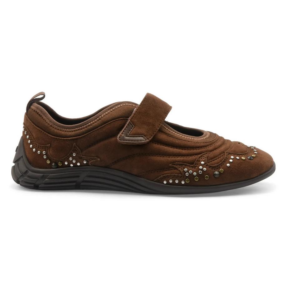 Ash Magda Samtleder Ballettschuh mit Nietendetail  