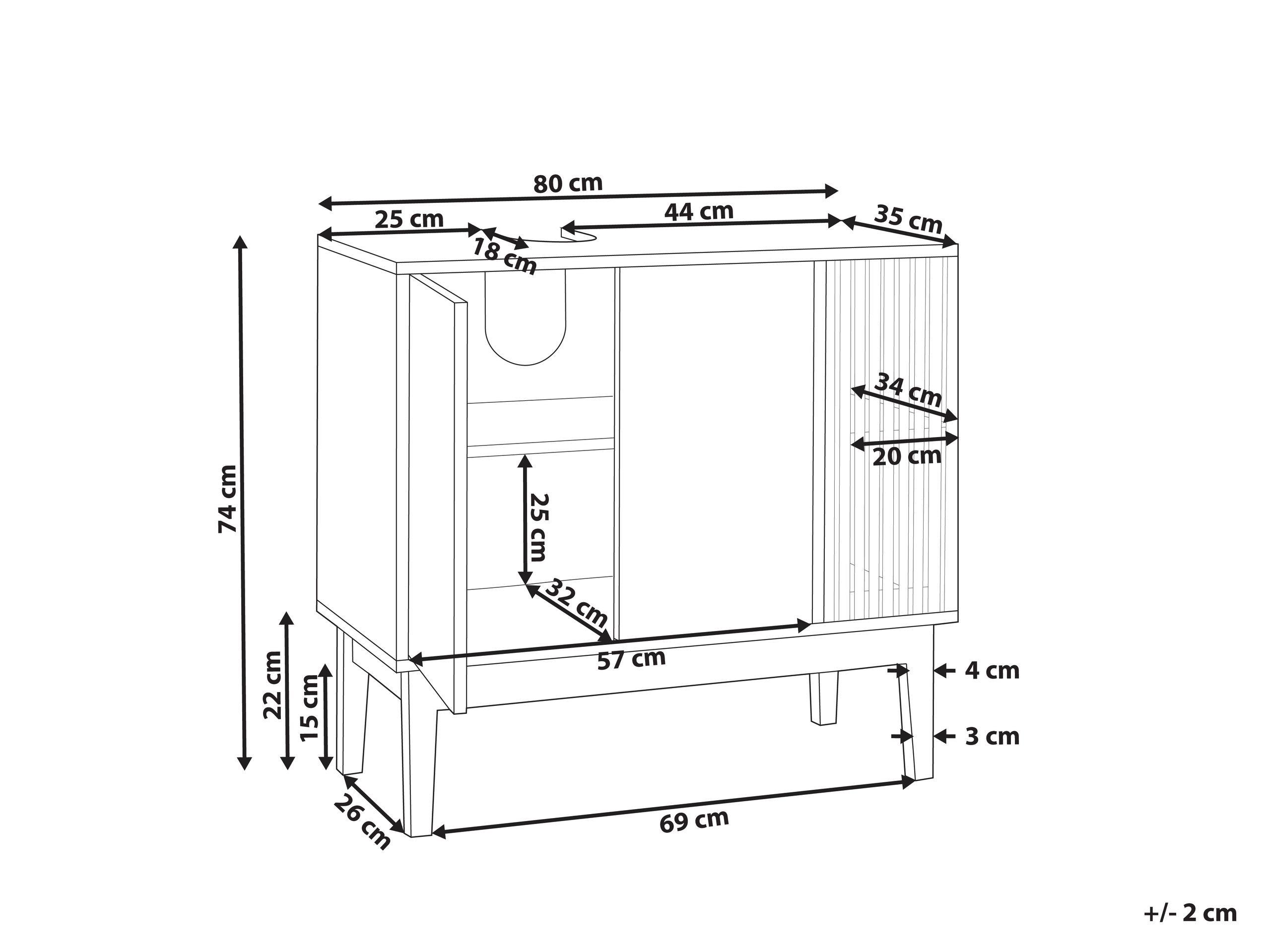 Beliani Waschbeckenunterschrank aus MDF-Platte Modern NUBES  