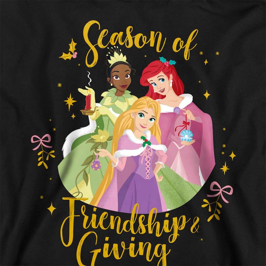 Disney PRINCESS  Season Of Giving Felpa Con Cappuccio Natale Ariel E Tiana Erica 