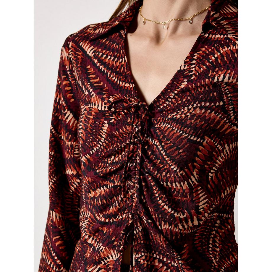 APRICOT Bluse Abstrakt Print Geraffte Vorderseite  