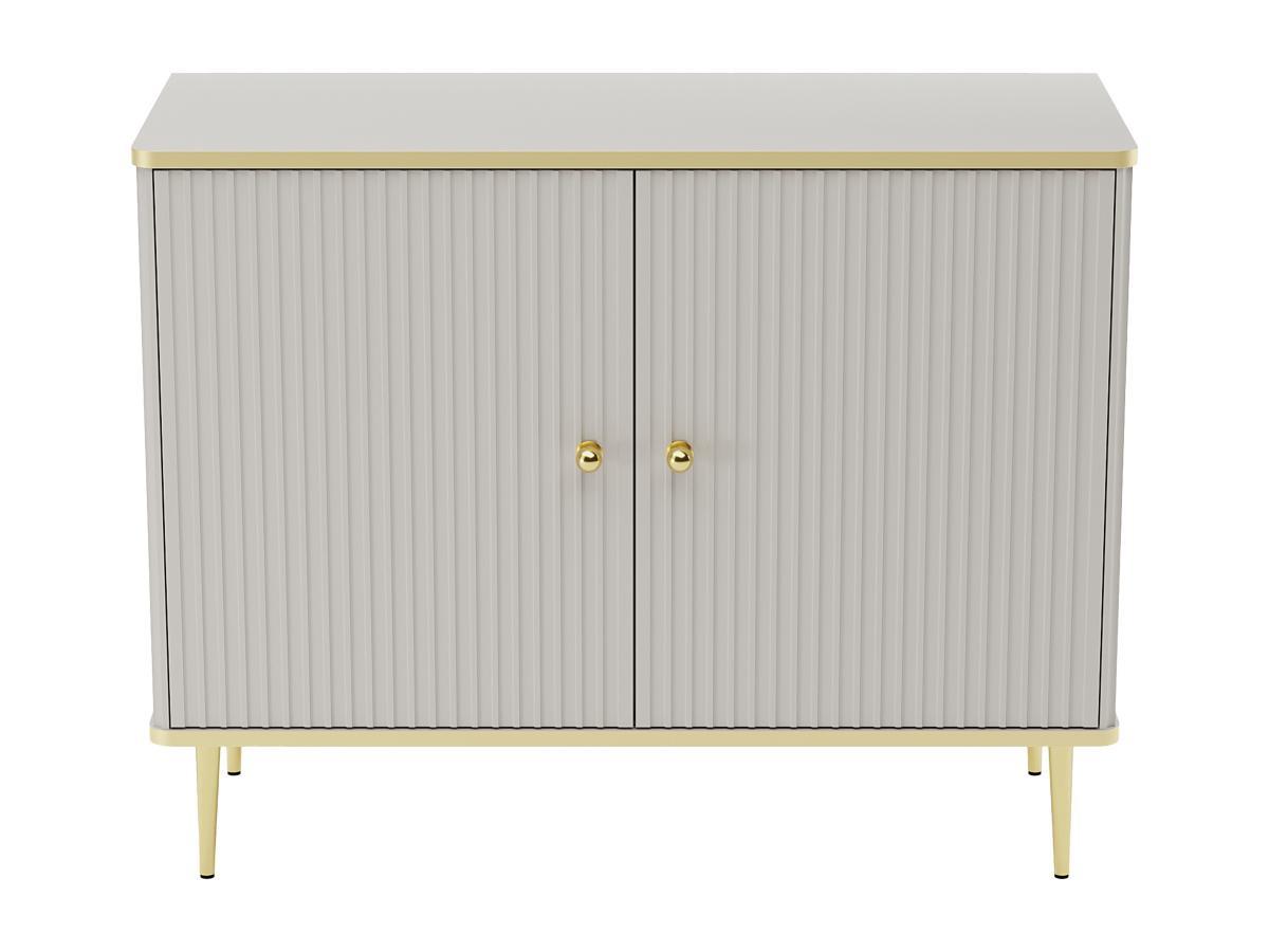 PASCAL MORABITO  Credenza alta con 2 ante in MDF e Acciaio Beige e Dorato - SINEAD di Pascal MORABITO 