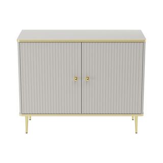 PASCAL MORABITO  Credenza alta con 2 ante in MDF e Acciaio Beige e Dorato - SINEAD di Pascal MORABITO 