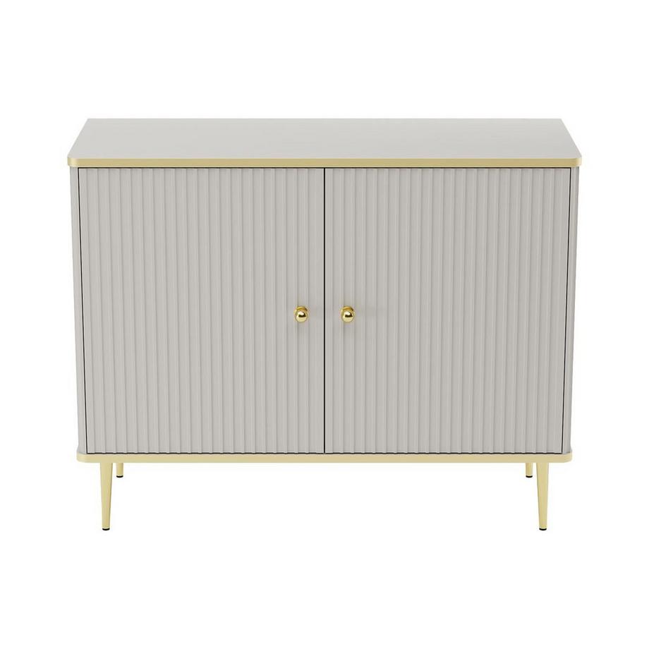 PASCAL MORABITO  Buffet avec 2 portes en MDF et acier - Beige et Doré - SINEAD de Pascal MORABITO 