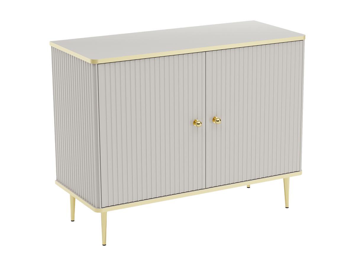 PASCAL MORABITO  Credenza alta con 2 ante in MDF e Acciaio Beige e Dorato - SINEAD di Pascal MORABITO 