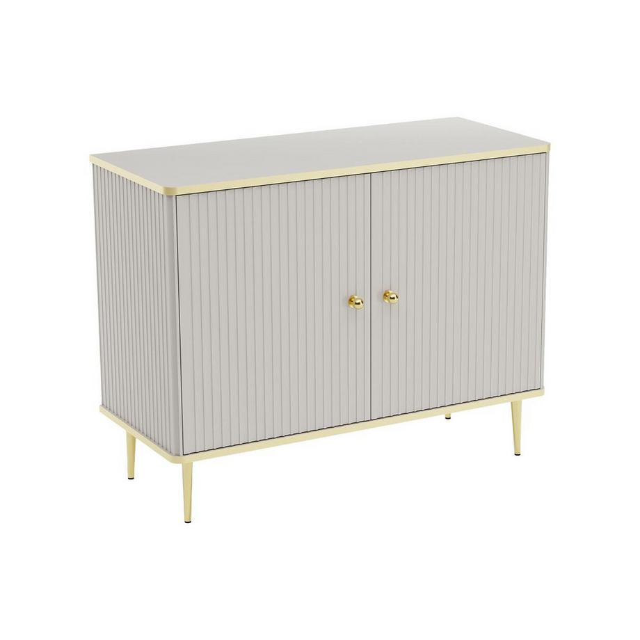 PASCAL MORABITO  Buffet avec 2 portes en MDF et acier - Beige et Doré - SINEAD de Pascal MORABITO 