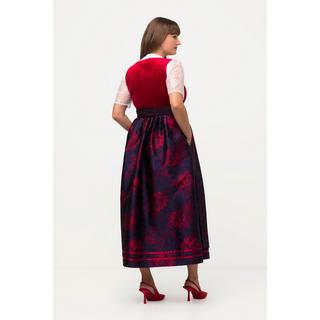 Ulla Popken  Dirndl, Blüten, Carree-Ausschnitt, Two-Tone-Schürze 