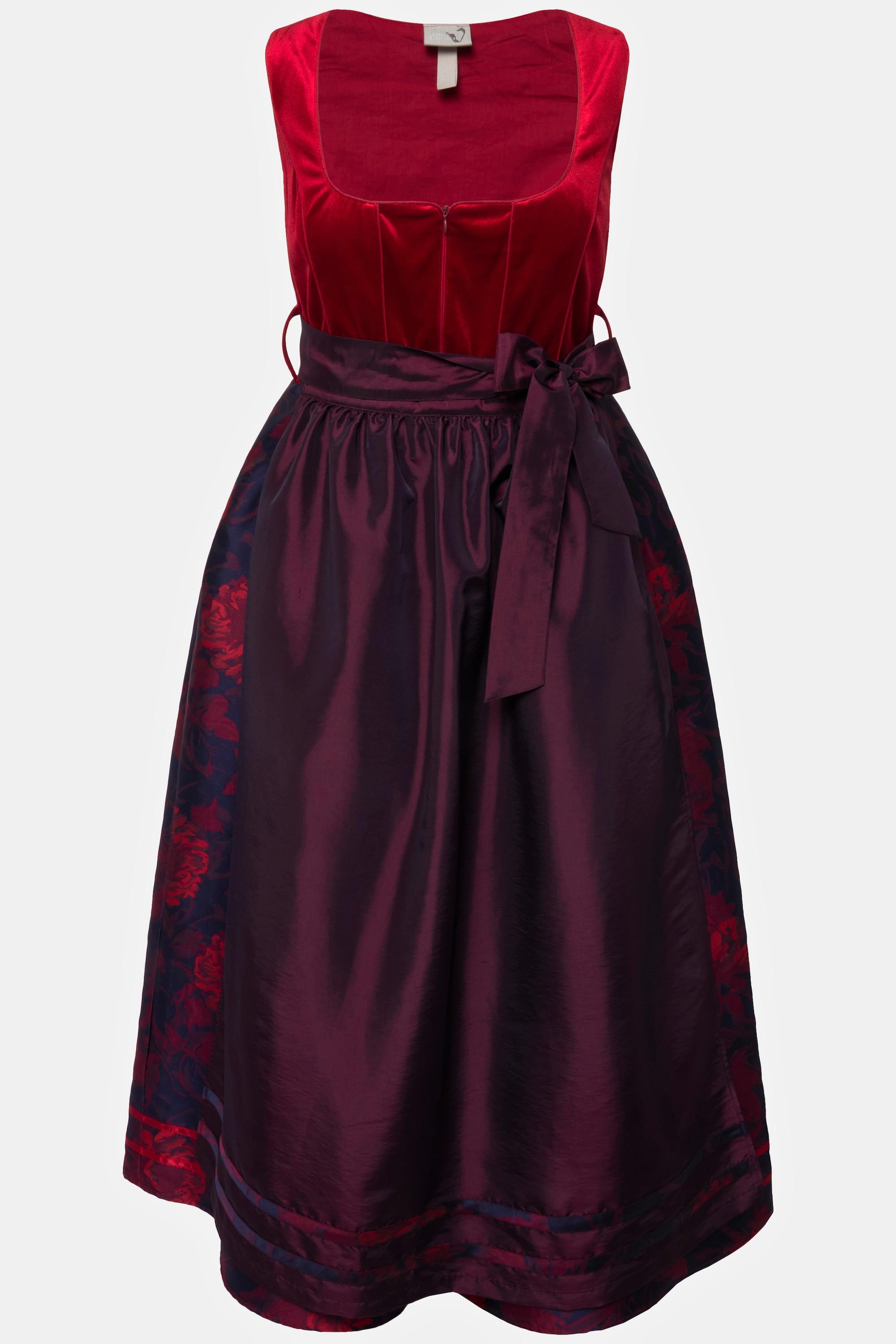 Ulla Popken  Dirndl, Blüten, Carree-Ausschnitt, Two-Tone-Schürze 