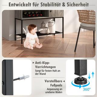 Northix Mobile Bar con Portabottiglie e Ripiani Consolle in Legno con Struttura in Metallo per Sala da Pranzo 100 x 35 x 83 cm Grigio  