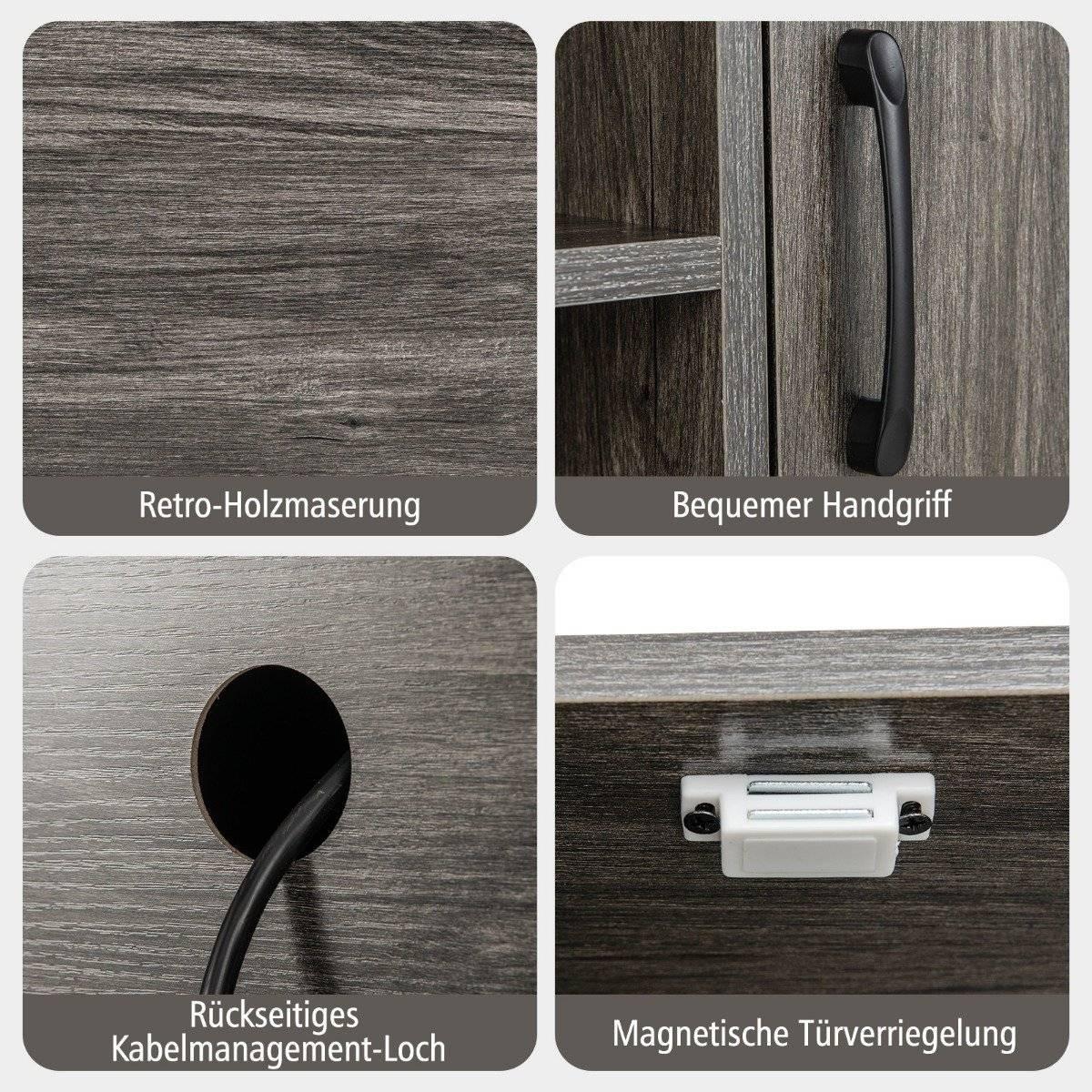 Northix Mobile Bar con Portabottiglie e Ripiani Consolle in Legno con Struttura in Metallo per Sala da Pranzo 100 x 35 x 83 cm Grigio  