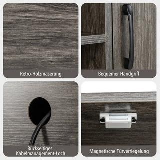 Northix Mobile Bar con Portabottiglie e Ripiani Consolle in Legno con Struttura in Metallo per Sala da Pranzo 100 x 35 x 83 cm Grigio  