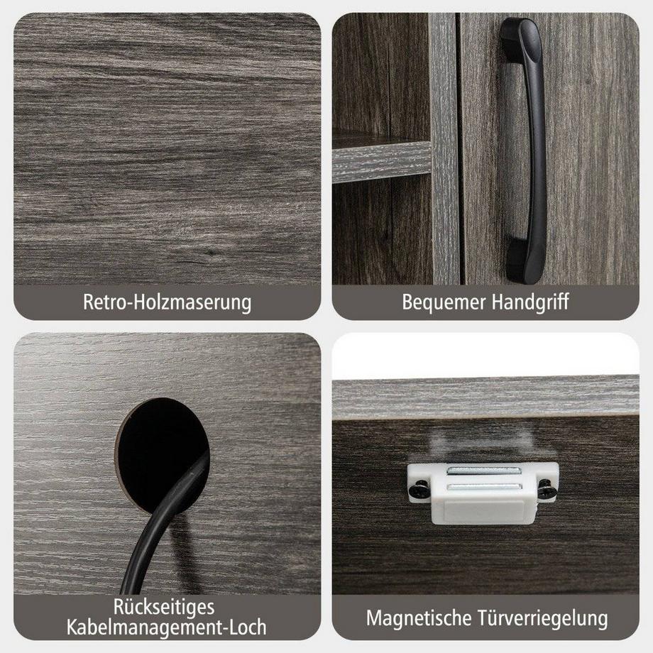 Northix Mobile Bar con Portabottiglie e Ripiani Consolle in Legno con Struttura in Metallo per Sala da Pranzo 100 x 35 x 83 cm Grigio  