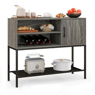 Northix Mobile Bar con Portabottiglie e Ripiani Consolle in Legno con Struttura in Metallo per Sala da Pranzo 100 x 35 x 83 cm Grigio  